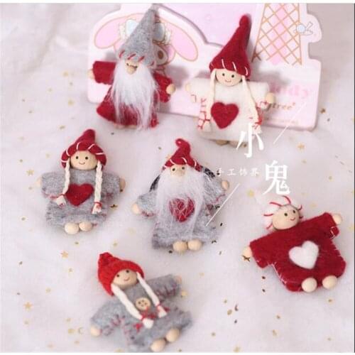 1pc Lolita Cute Soft Wool Felt Snowman Christmas Hairpin brooch for Girls Santa Claus Shape Hair Accessories B516