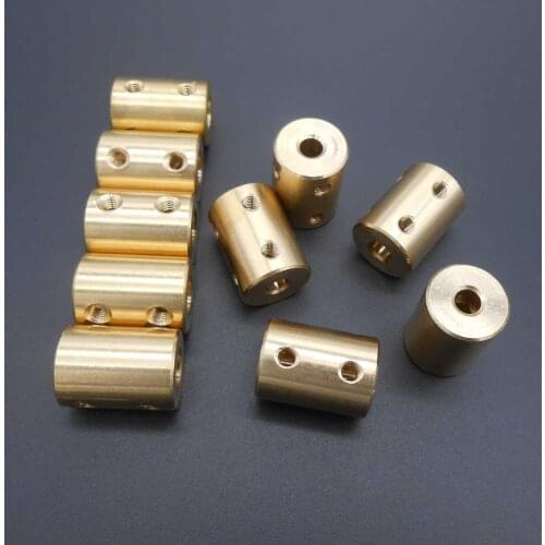 10Pcs L 22MM X Dia. 16MM Brass Shaft Motor Rigid Coupling Coupler 5MM 6MM 6.35MM 7MM 8MM 10MM With 4Pcs Hex Wrench Key Set Screw