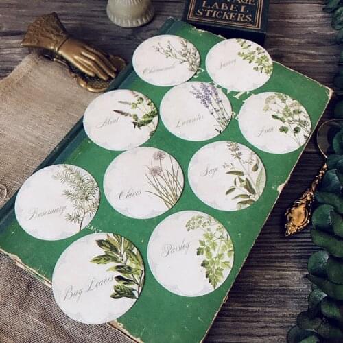 10pcs Round Plants English Illustration Stickers Pack Decorative Material Album Diary stationery sticker stationary supplies