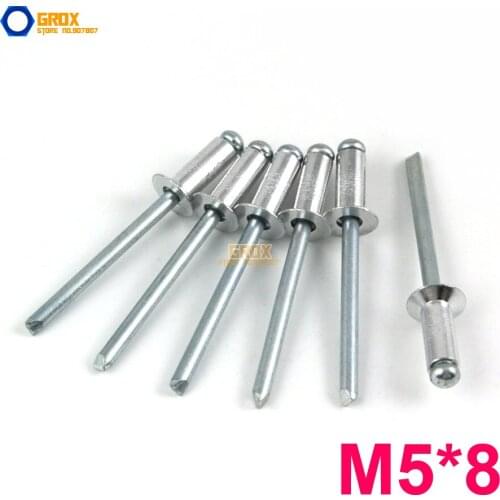 100 Pieces M5*8 Aluminum Countersunk Blind Rivet Pop Rivet Open End
