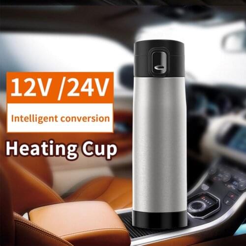 12/24V 350ML Stainless Steel Car Heating Cup Travel Heating Mug Kettle Coffee Tea Milk Heated