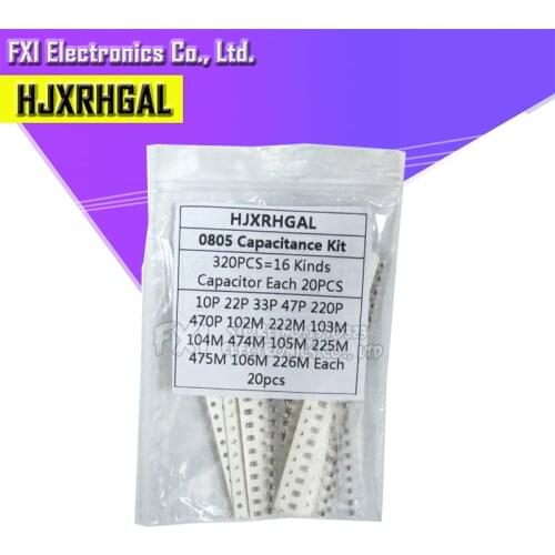 16values*20pcs=320pcs 0805 SMD Capacitor assorted kit 10pF-475M component diy samples kit new and original