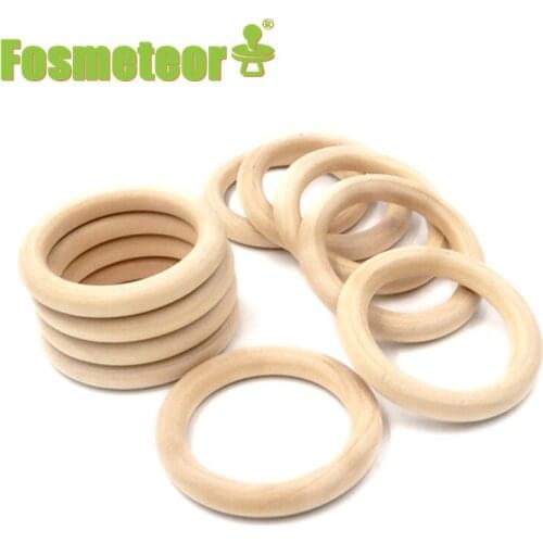 Fosmeteor 20pcs Wooden Teething Ring Baby Teether 25-98mm DIY Nursing Materials Accessories Necklace Making Tiny Rod Ring