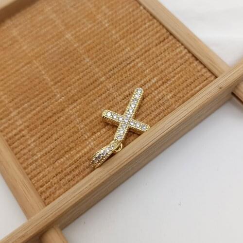 2021 Jewelry Yellow Cross Pendant Charm Inlaid Cubic Zirconia High Quality Gift