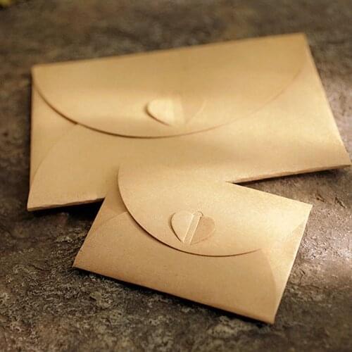 50pcs/lot Handmade Heart Kraft Envelope Vintage Envelopes Retro Stationery Set Postcard Size Material Model Number Origin Type"