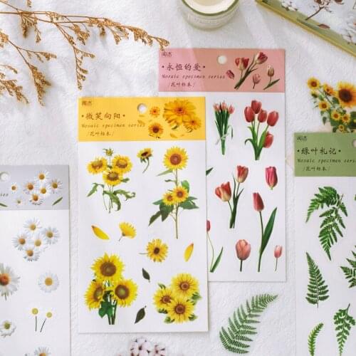 6 pcs/pack of plants and flowers hand account decoration stickers DIY diary decoration stickers photo album album scrapbook