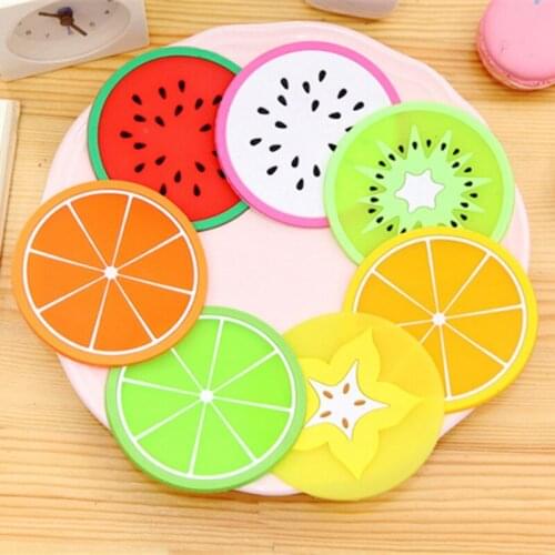 7pcs/set! Non Slip Bowl Mat Heat Insulation Cup Pad Coaster Hot Drink Holder Placemat Cute Coaster Fruit Shape Silicone Cup Pad
