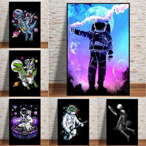 5D Diamond Painting Funny DJ Spaceman Ride Dinosaur Cartoon Colourful Astronaut Diamond Embroidery Mosaic Handmade Gift