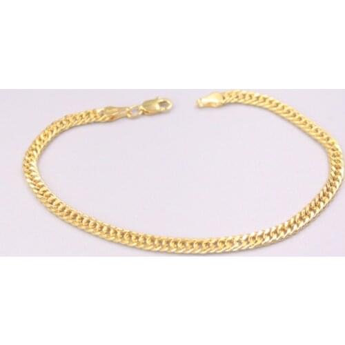 AU750 Pure 18K Yellow Gold Bracelet Best 3.5mm Wide Curb Link Chain Bracelet Woman Lucky Gift 3g / 6.6inch