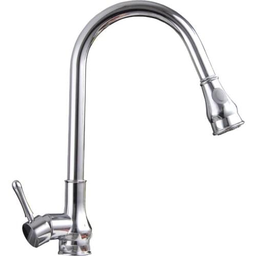 Free ship Contemporary Chrome clour One Hole deck mounted Single Handle Pull-down Kitchen Faucet mixer tap