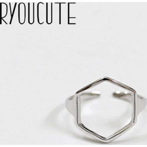 Bohemian New Hexagon Rings for Women Lady Punk Vintage Open Antique Rings Statement Jewelry Anillos