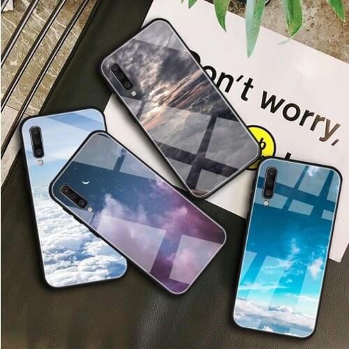 Sky Tempered Glass Case For Samsung Galaxy A10S A10E A20S A20E A30S A40 A50S A60 A70 A80 A90 A6 A7 A8 Shell