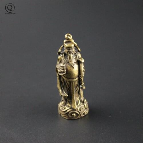 Brass Chinese Golds of Wealth Figures Key Chain Home Ornament Buddha Model Cartoon Tree Man Keychain Car Hanging Decor Keyring