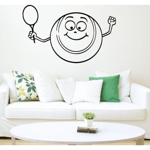 Cartoon Smiling Tennis Ball Wall Sticker Home Decor Sport Wall Decals Art Murals Kids Children Room Decoration Nursery Wallpaper