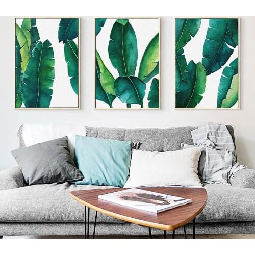 Nordic Posters and Prints Leafs Wall Art Canvas Painting Green Wall Pictures Plant Prints Living Room Decoration Home
