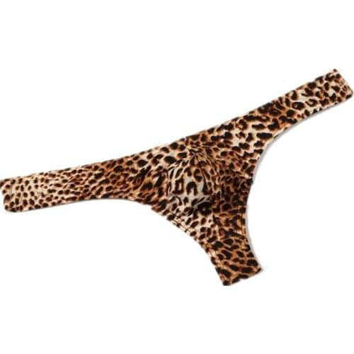 Plus Size M-XXXL Seamless G String Male Underpants Leopard Sexy Underwear Penis Pouch Thong Hot 2019 Gay Men Wear