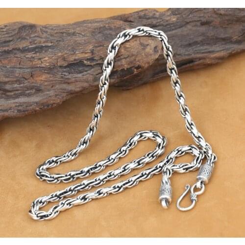 4MM Real Pure Silver Necklace 925 Silver Thailand Silver Necklace Designer Vintage Silver Neckace for Pendant