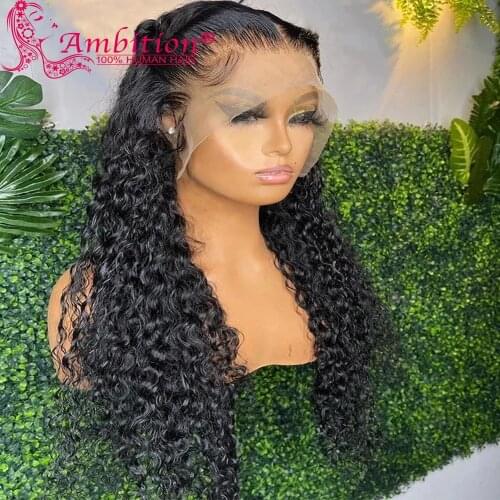 Peruvian Human Hair Wigs Curly Pre plucked Deep Parting 13x6 Lace Front Wigs 180% Density Wavy Glueless Lace Wigs Bleached Knots