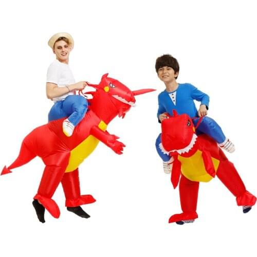 Kids Dinosaur Inflatable costume Adult Anime Red dinosaur T-REX cosplay clothes Halloween Costumes For Women men Party suit