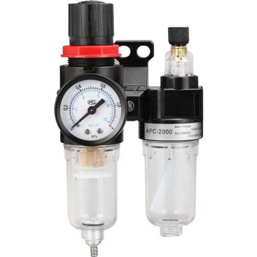 Pneumatic Air Filter Regulator Combination Lubricator AFC2000 G1/4" Two Union Treatment Oil Water Separation AFR2000+AL2000