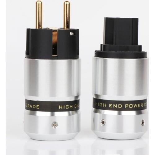 Preffair P081 Hi-End Gold Plated Schuko Power Plug IEC Connector for DIY Mains Power Cable
