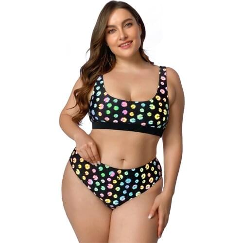 Sexy Bikini Set Plus Size Print Daisy Women Push Up Swimwear Vintage Separate Two Piece Brazilian Bathing Suit Large Swimsuit