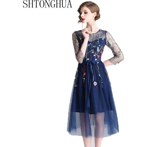 Синие летние платья SHTONGHUA China At AliExpress