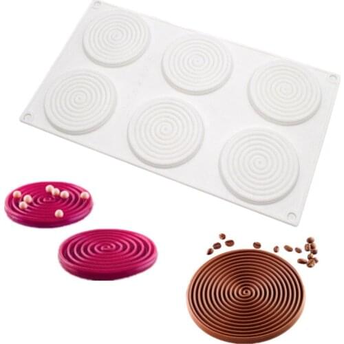 Spiral Shape Silicone Cake Tools Mold 6 Holes 3D Moulds Mousse For Ice Creams Chocolate Pastry Bakeware Dessert Art Pan