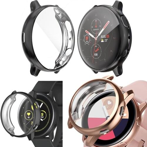 Glass+Case For Samsung Galaxy watch active 2 44mm / 40mm Active 1 Smart Watch Screen Protector full coverage TPU Silicone Cover