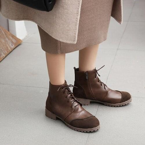 Warm Womens Leather Boots 2020 Winter Platform Shoes Female Fashion Ankle Booties Plus Size Plush Flat Woman Waterproof Shoes