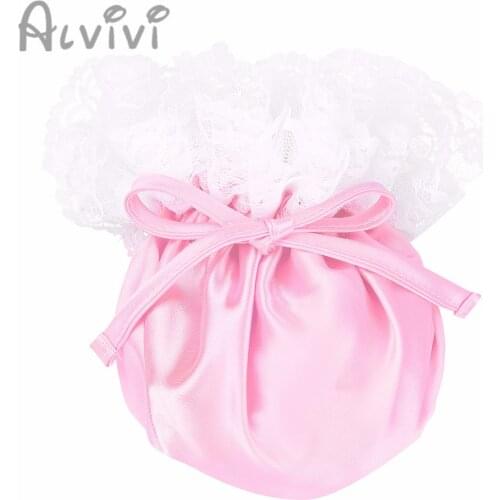 Adult Men Sissy C-String Lingerie Lace Satin Willy Pouch Frilly Penis Cover Sexy Panties Elastic Drawstring Briefs Gay Underwear