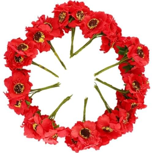 High Quality Silk pies Camellia 5cm 60pcs/lot Artificial Flowers Corn py Hand Made Small Wedding Decoration(red)