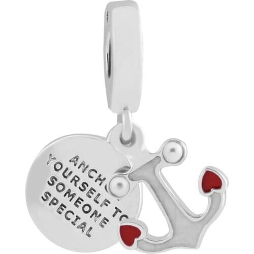 Fandola 925 Sterling Silver Anchor of Love Dangle Charm Beads Fit Original Charms Bracelet Women DIY Jewelry Making berloques