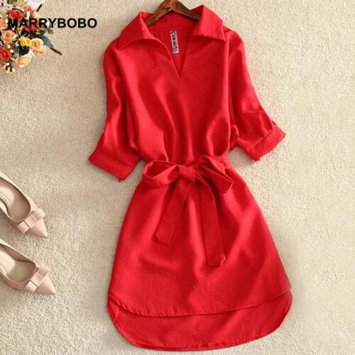2019 Summer Women Beach Dress Ladies Tunic Turn-Down Collar Casual Loose Sexy Dresses Office Shirt Dresses