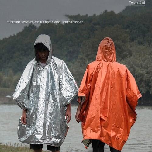 1 Pc Outdoor Emergency Raincoat PE Aluminum Film Rainwear Blankets Survival Tool