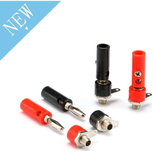 10Sets Audio Speaker Banana Plug Screw + Socket Connector Kits 4mm Jack Panel Terminal Red+Black Audio Speaker Connectors DIY