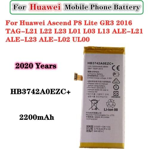 100% Capacity For Huawei P8 Lite battery 2200mAh HB3742A0EZC+ Replacement Battery GR3 2016 TAG-L21 L22 L23 L01 L03 L13 ALE-L21