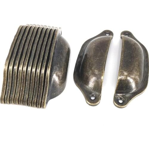 12pcs/lot Cupboard Door Cabinet Cup Drawer Furniture Antique Shell Pull Handle with Screws 98mm long Shell iron handle