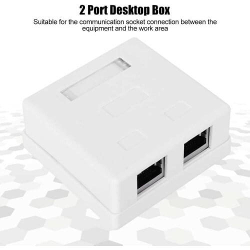 Super 5 Shield RJ45-8P8C Wall Connector Junction Adapter 2-Port Desktop Extension Cable Mount Box Extension Cable Box