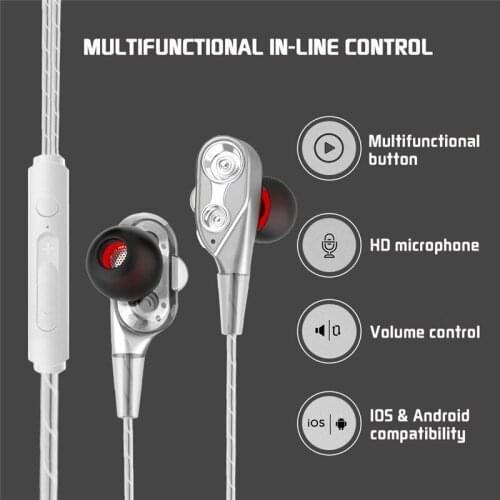 2 Pieces Bass Earpieces 3.5mm Stereo Earphone Metal Wired Headset Hifi Earbuds for Samsung Huawei Xiaomi Phone Ear Phones