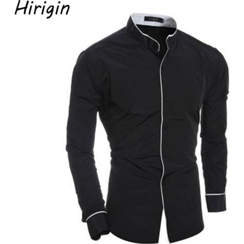 2020 Mens Luxury Formal Shirts Long Sleeve Slim Fit Business men Shirts patchwork turn down collar blouses Men Formal Blouse