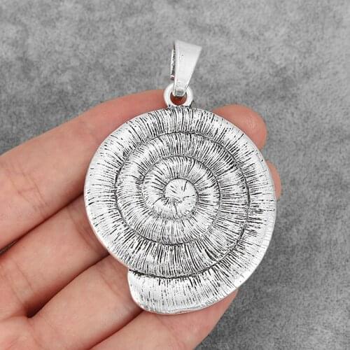 3PCS Antique Large Conch Snail Spiral Vortex Charms Pendants for Necklace Making Jewelry Findings 58x48mm
