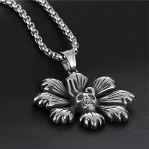 316L Stainless Steel Necklace New Arrival Super Punk Skull Biker Pendant Necklace Fashion Jewelry