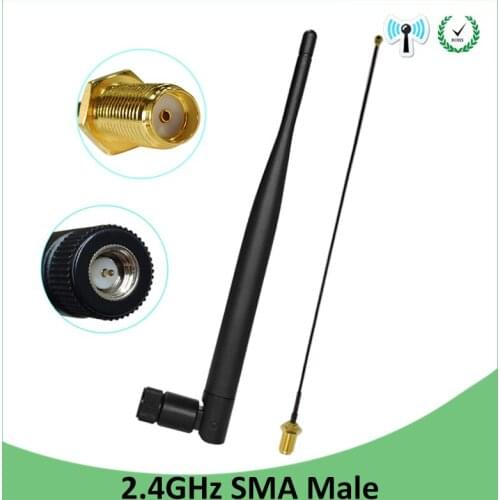 5pcs 2.4 GHz Antenna wifi 5dBi SMA Male Connector 2.4ghz antena for Router Wi fi Booster +21cm RP-SMA Pigtail Cable