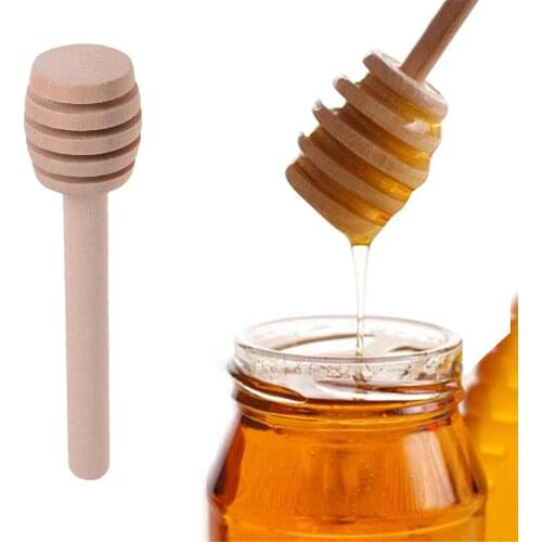 5Pcs Wooden Stick Stirring Rod Spoon Dip Server Drizzler 160mm Long Wooden Mini Bee Honey Dipper Muddler Stirrer
