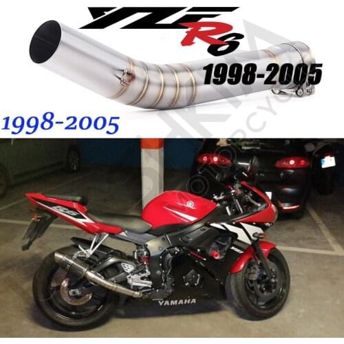 51mm Link Middle Pipe Slip On For YAMAHA YZF-R6 R6 1998-2005 Motorcycle Muffler Front Header Pipe R6 Exhaust