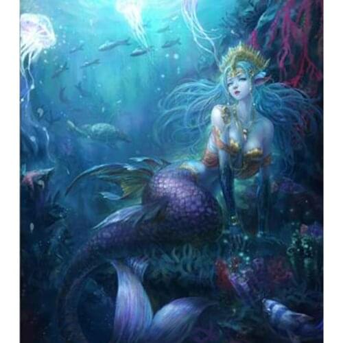 5D DIY Diamond Painting Square Round Diamond Character Painting Mermaid Picture Embroidery Cross Stitch Home Decoration WG2789