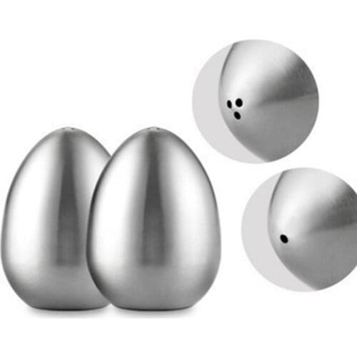 60pcs Stainless Steel Egg Shaped Salt Pepper Shakers Condiment Storage Bottles Jar Table Server Kitchen Tools SN3807