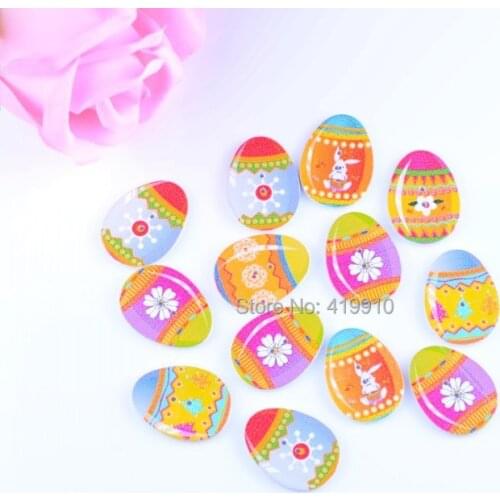 Free shipping -2015 New 100PCs Random Mixed Lovely Colored Eggs 2 Holes Wood Painting Sewing Buttons Scrapbooking 23x31mm,J1653