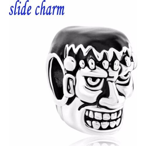 Slide charm Free shipping The new black and white portrait Fashion Jewelry be fit Pandora bracelet